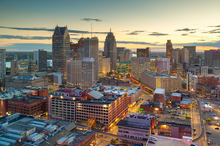 Cityscape of Detroit MI
